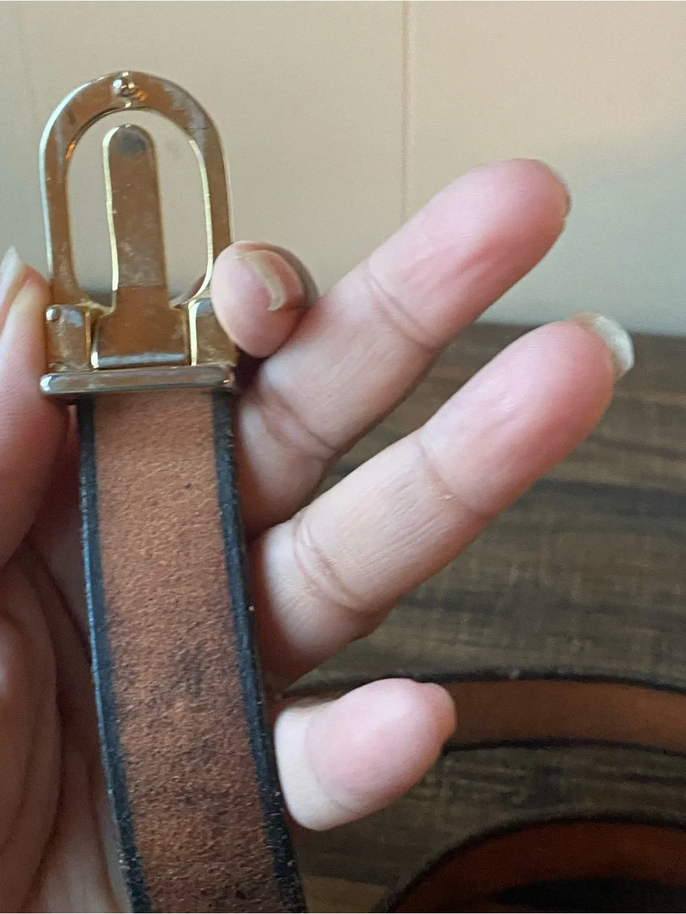 Vintage two toned leather belt, 34”